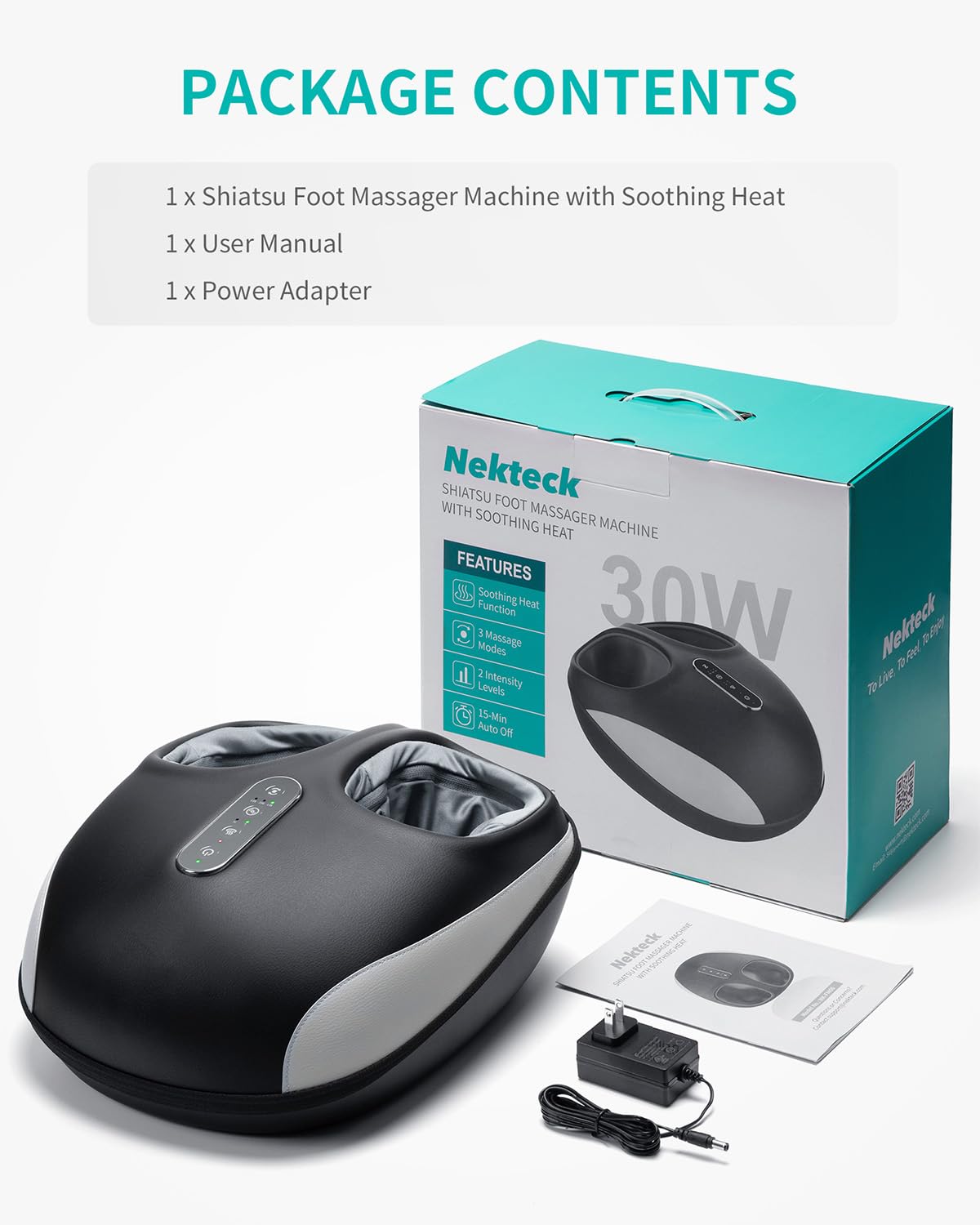 Máquina Masajeadora de Pies Nekteck con Calor y Compresión de Aire Shiatsu para Mujer y Hombre