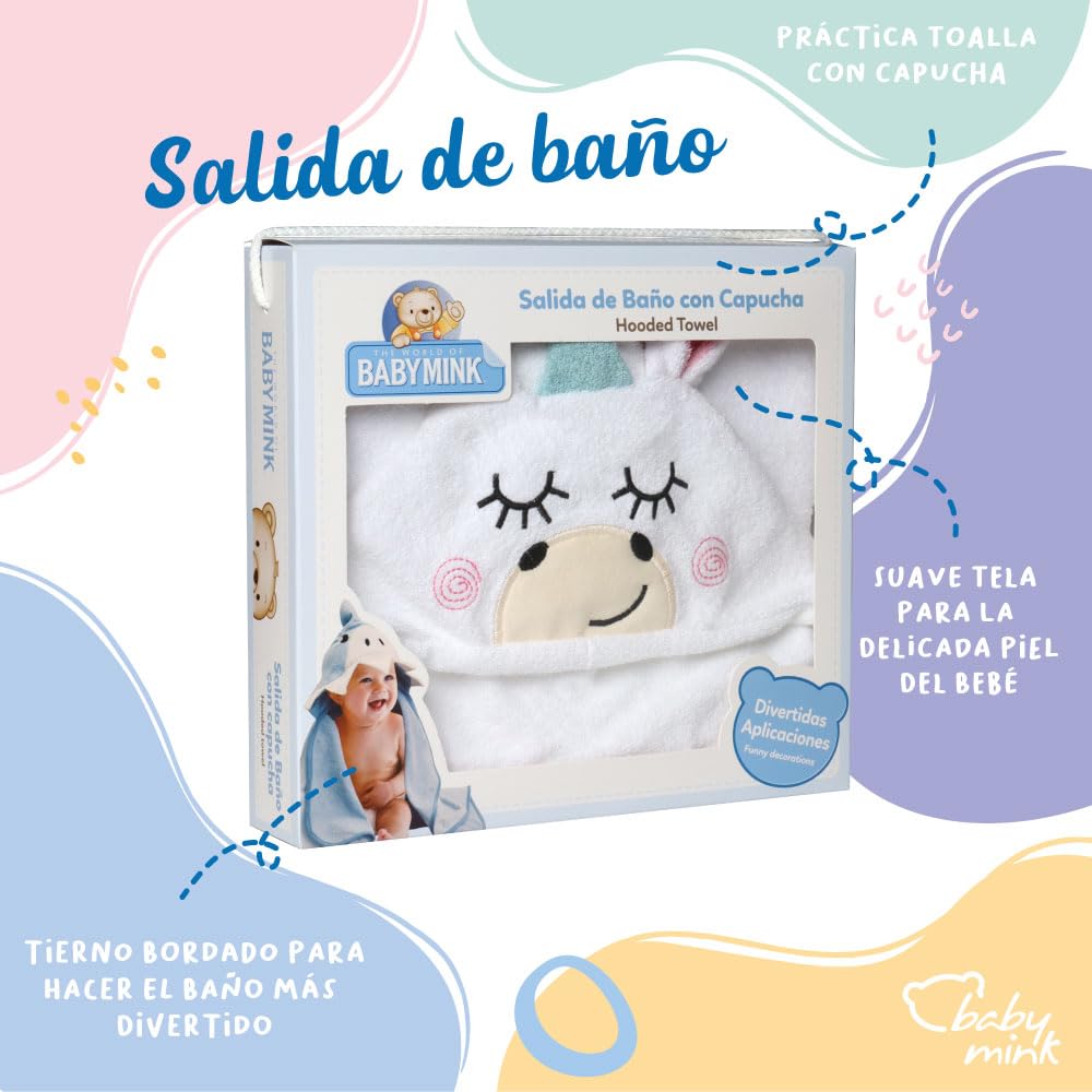 Baby Mink Salida de Baño para Bebé, Suave y Absorbente para Después del Baño (Blanco)