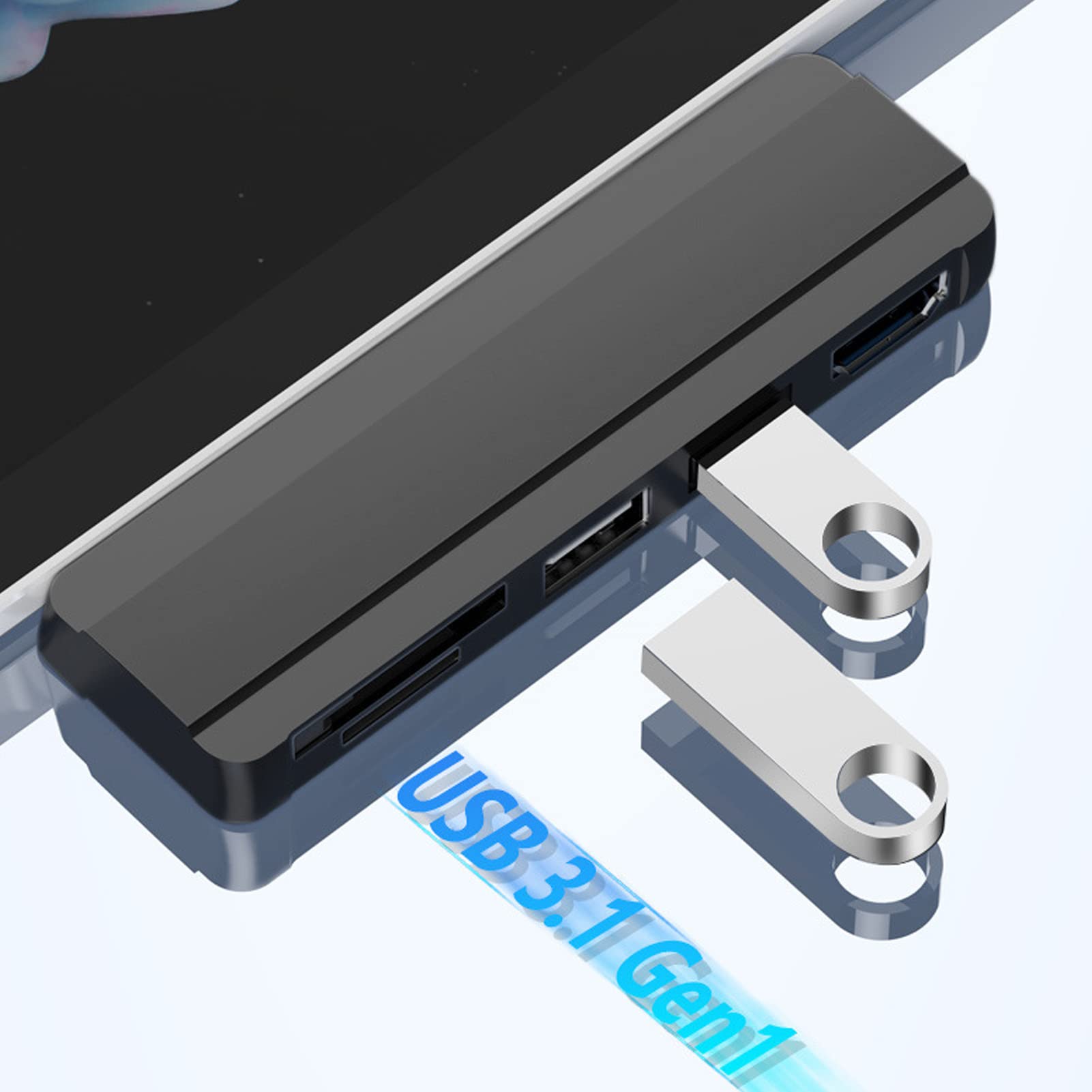 ciciglow para Docking Station, 5 en 1 4K Resolución 5Gbps Speed USB Hub Multiport Adapter, para Pro 4/5/6, para 10, para 8, para 7, para Vista, para XP(Negro)