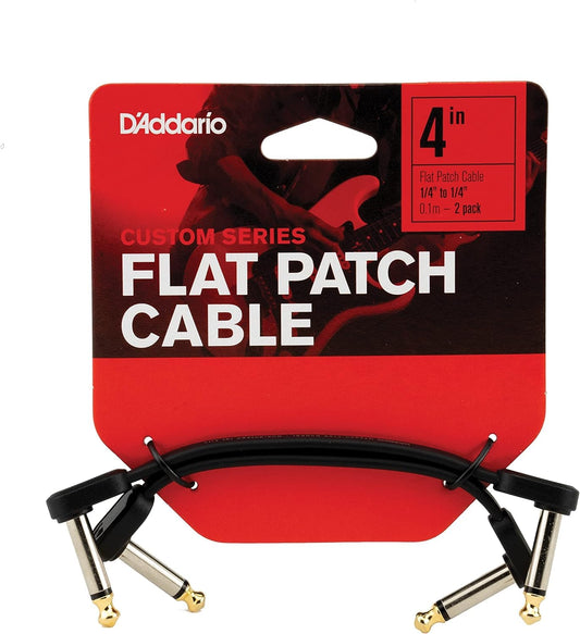 Cable de conexión para guitarra D'Addario Classic Series, cable de pedal con conectores de 1/4", plano, ángulo recto, 4 pulgadas