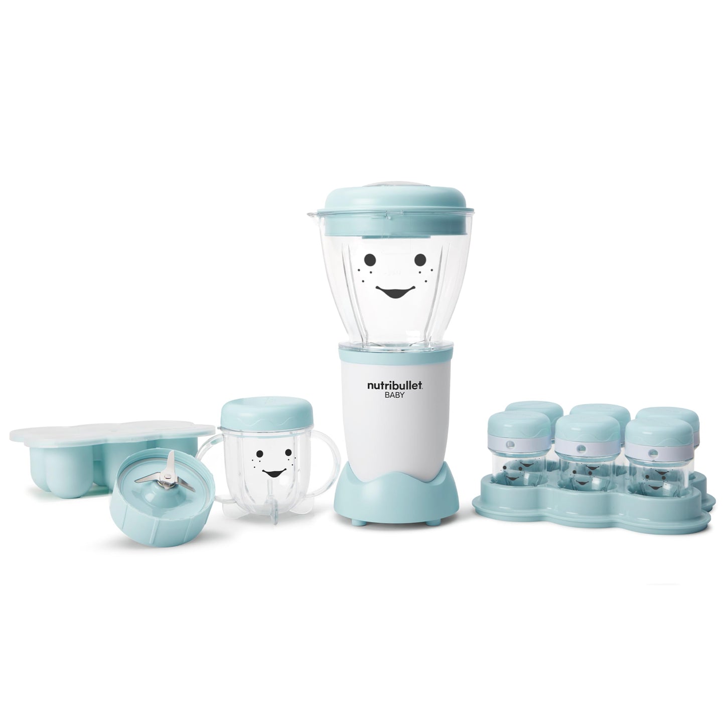 Sistema Completo de NutriBullet Blanco Azul Transparente 32 Onzas