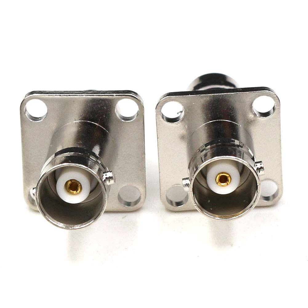 ANHAN Adaptador BNC Hembra a Hembra - Conector de Brida de 4 Agujeros RF Coaxial para Montaje en Panel - 2 Paquetes