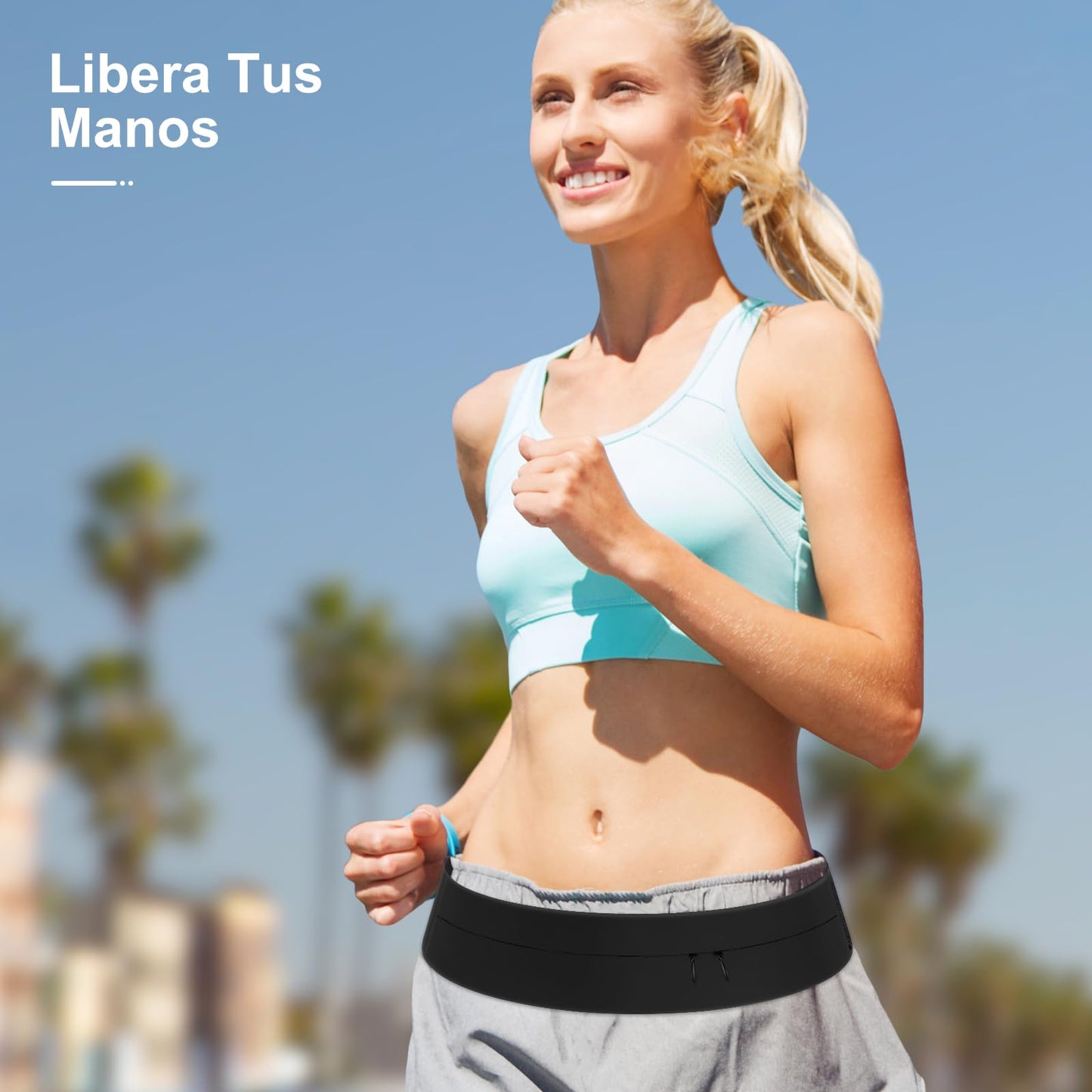 HONGHCL Cangurera para Correr con Botella de Agua 330ml - 2 Tallas Ajustables Cangurera Deportiva, Impermeable Riñonera para Correr, Gimnasio, Senderismo, S/M（Cintura 60-80cm）