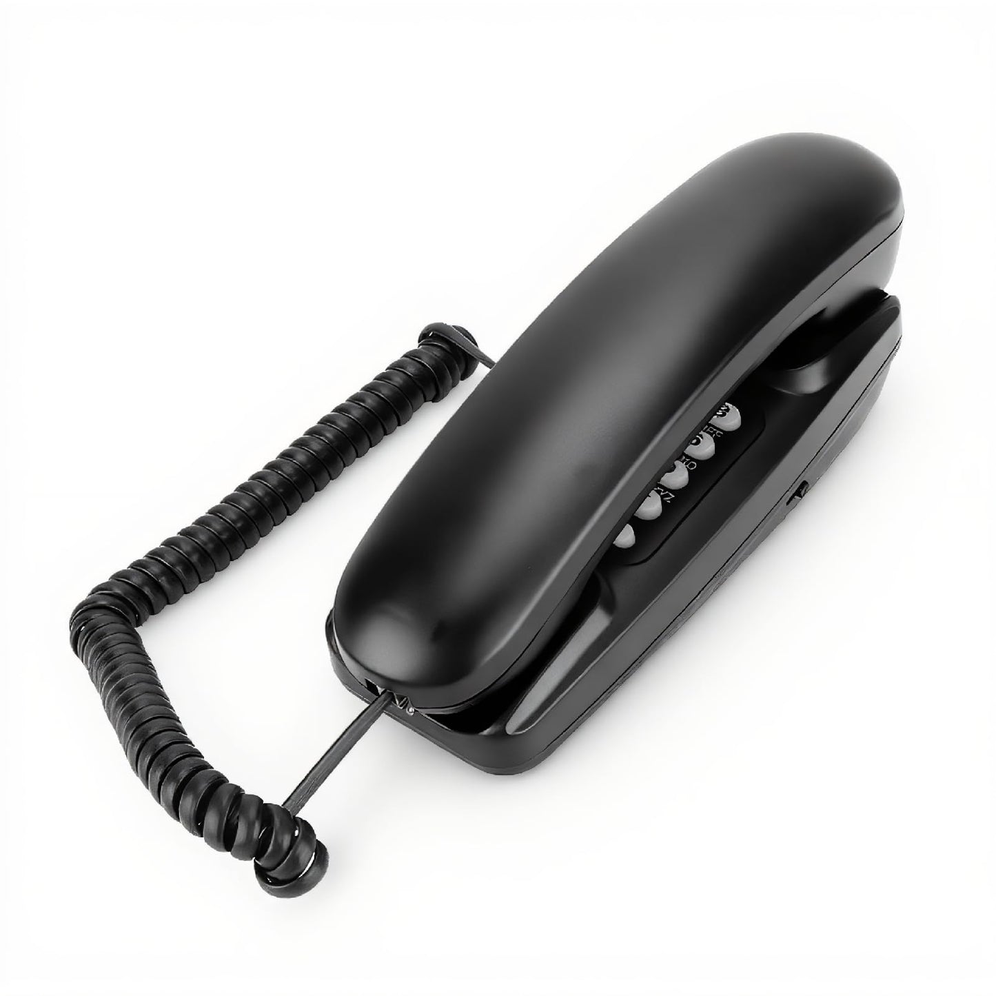 ASHATA Teléfono Fijo con Cable, Mini Teléfono Alámbrico Montado en Pared o Escritorio, Extensión de Telefonía Fija sin Identificador de Llamadas, para Casa Hogar Oficina Hotel Motel (Negro)