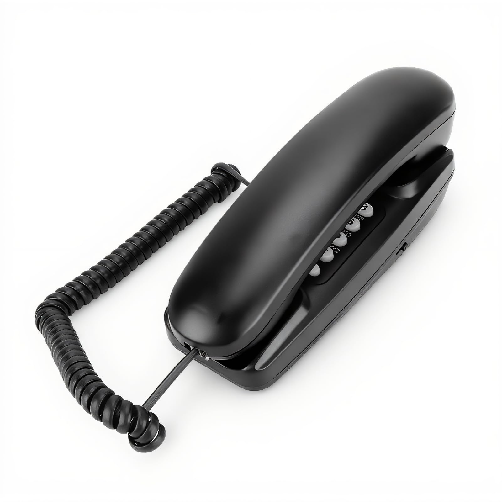 ASHATA Teléfono Fijo con Cable, Mini Teléfono Alámbrico Montado en Pared o Escritorio, Extensión de Telefonía Fija sin Identificador de Llamadas, para Casa Hogar Oficina Hotel Motel (Negro)