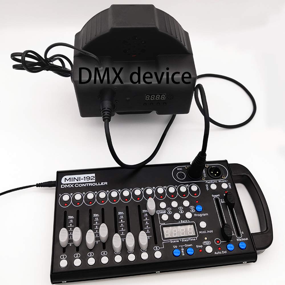Consola Dmx, driver universal DMX-512 192 DMX 512 Stage DJ driver de luz 240 escenas diferentes, consola Dmx512, aplicable a cable DMX de 3 pines para DJs, bandas, bares, clubes, fiestas familiares,