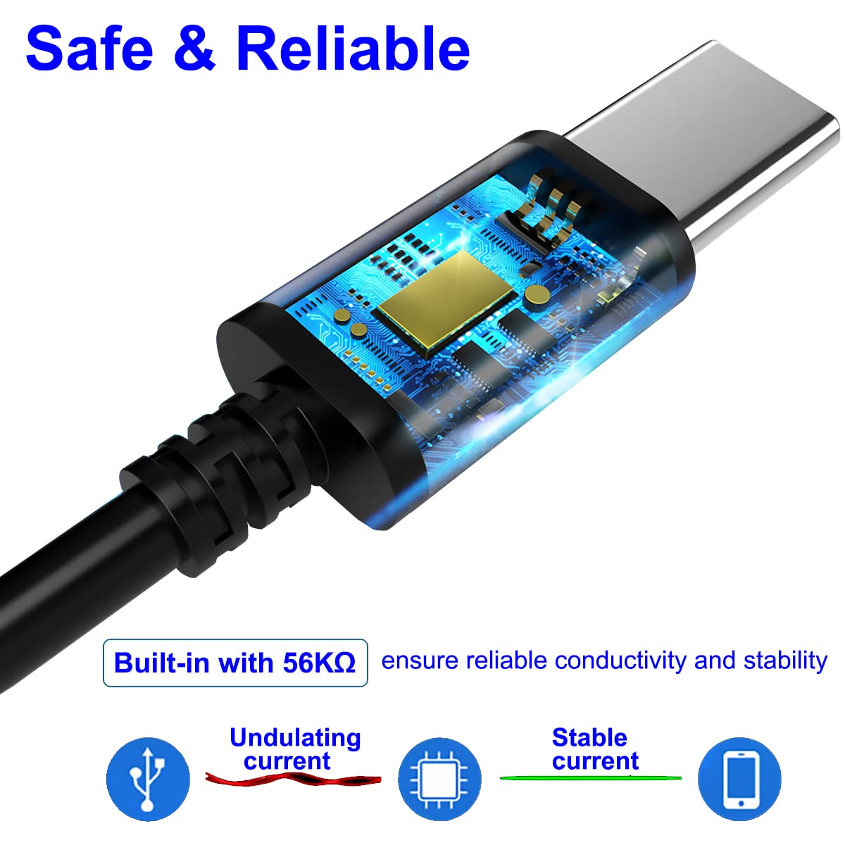 2M Cable de Carga Rápida USB Tipo C para Blackview BL6000 Pro / BV5100 BV5900 BV6100 BV6300 BV6900 BV9000 BV9100 BV9500 Plus BV9600 BV9600E BV9700 BV9800 BV9900E BV9900 Pro IP68/69K Movil Resistente