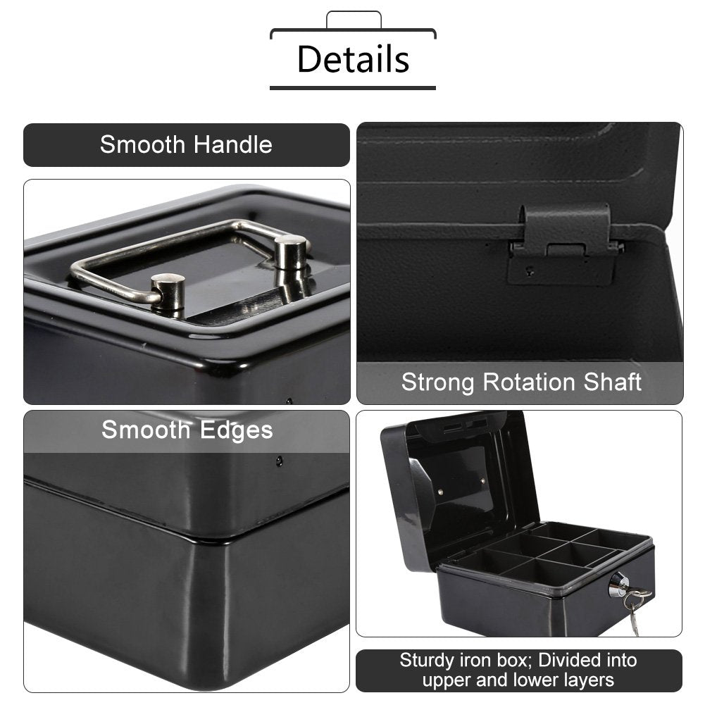 Caja de Efectivo Con Cerradura de Combinación Caja de Dinero Metálica Segura para Caja de Seguridad Acero Digital Seguro-Electrónico para El Hogar, Negocios o Viajes(Negro)