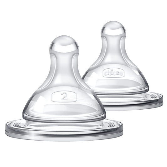 Chicco Duo - Pezón de biberón Intui-Latch 100% silicona con válvula anticólicos | Textura similar a la piel y flujo similar a los pechos | Etapa 2, flujo medio | 2 unidades | Más de 3 meses