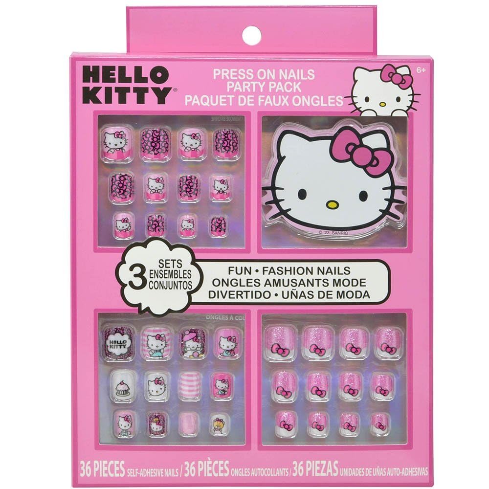 Hello Kitty Paquete De Fiesta De Uñas Postizas: 36 Uñas Autoadhesivas