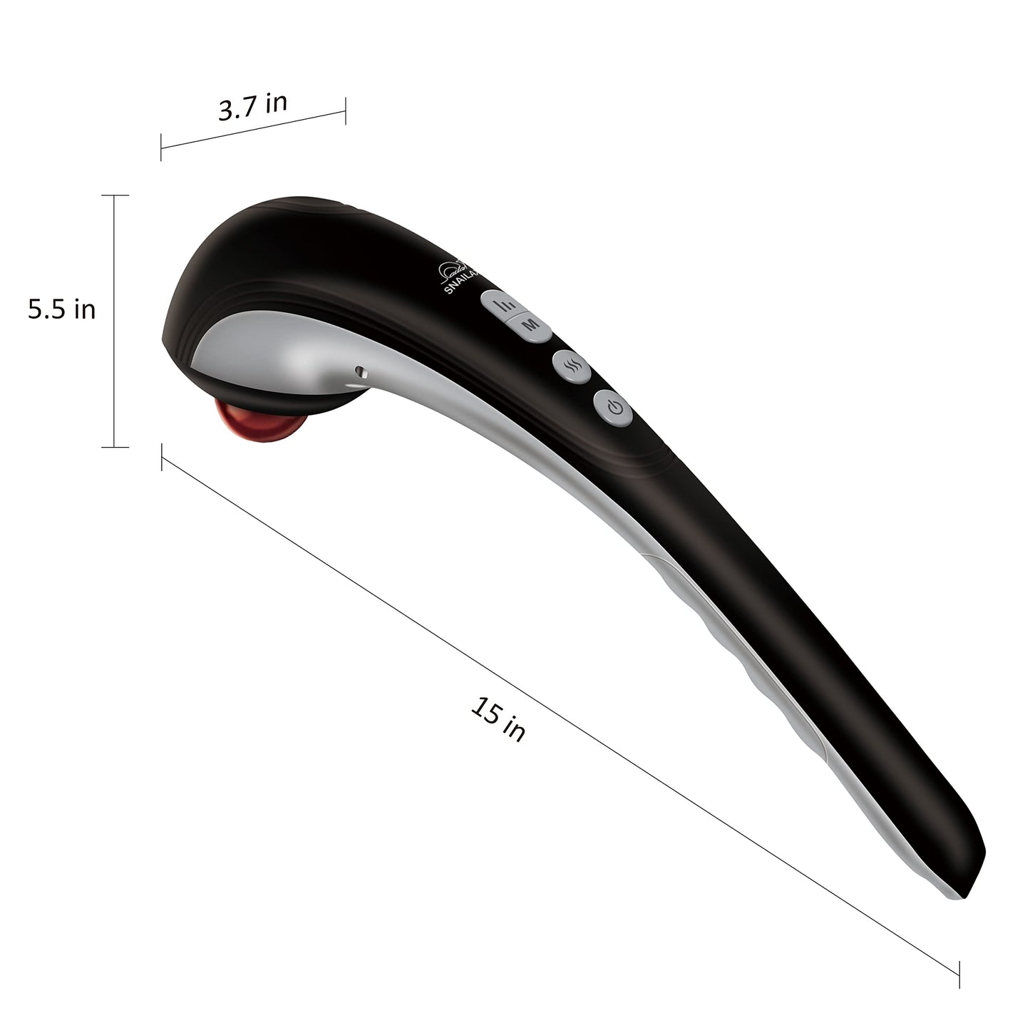 Snailax Masajeador de espalda inalámbrico de mano – Masaje de percusión recargable con calor, masajeador de tejido profundo para cuello, hombro, cintura, pierna y pies, masajeador portátil para cuerpo completo