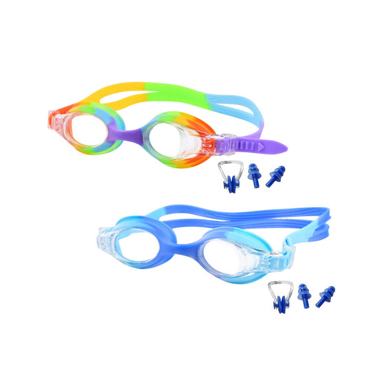Gafas de Natación Niños 2 Pares - Antivaho + Silicona Ultra Suave, Edad 3-14 Años (Unisex)
