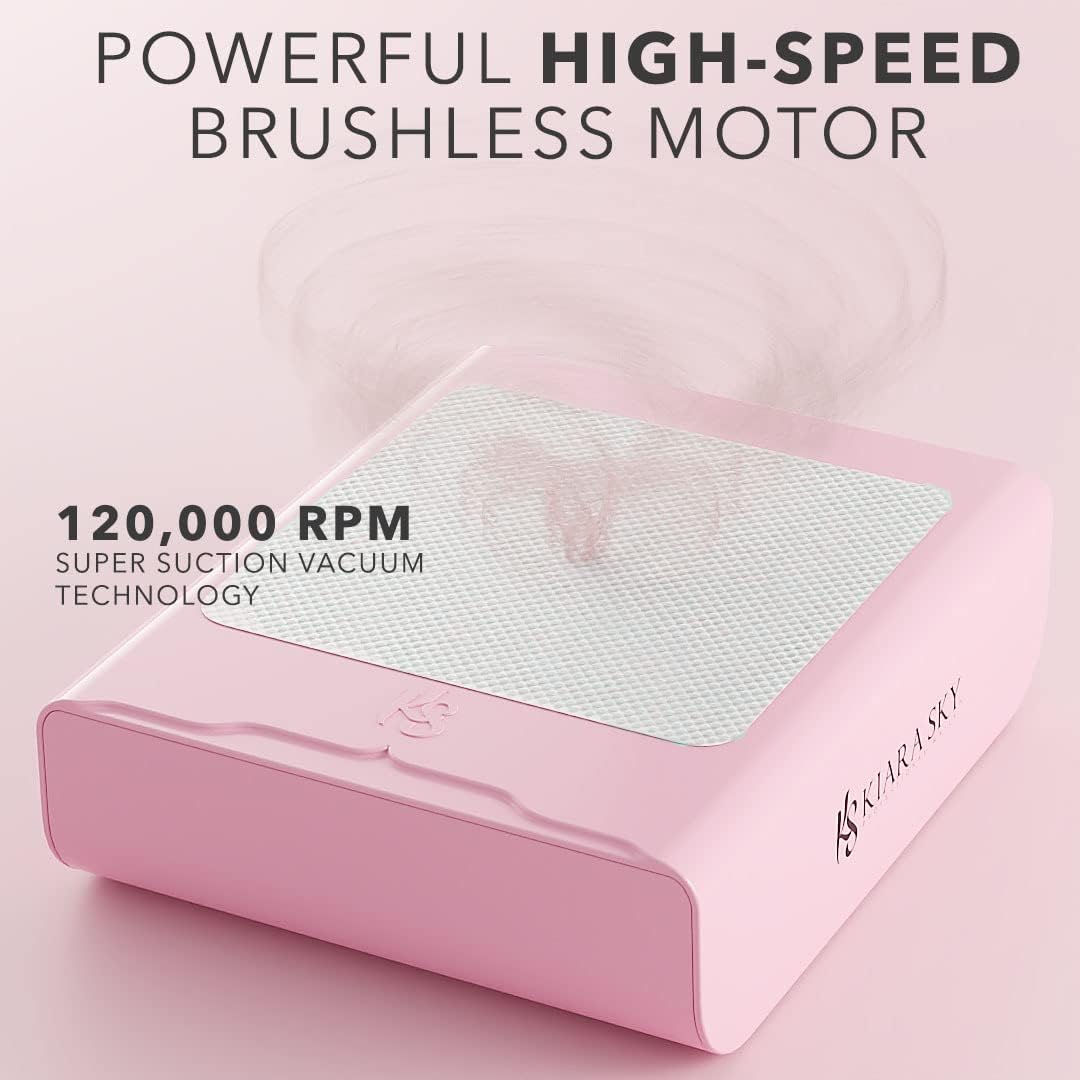 Colector de Polvo de Uñas Kiara Sky Rosa con Tecnología de Aspiración Superventosa y Doble Filtración HEPA Reutilizable