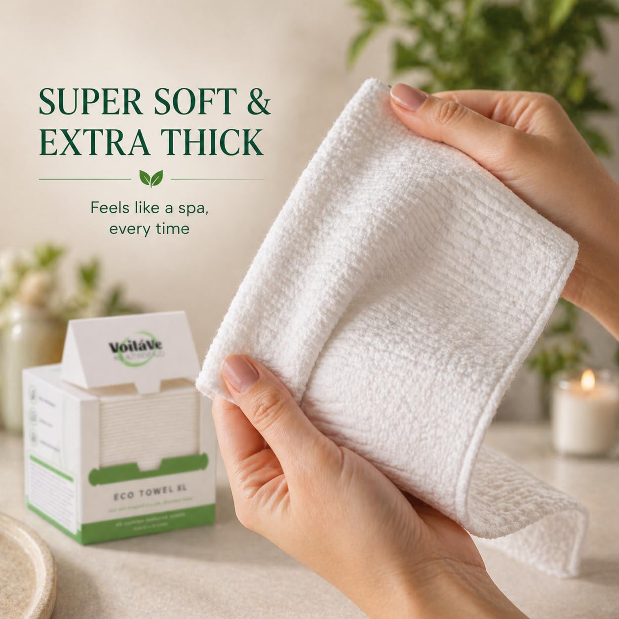 VoilaVe Toallitas Faciales Desechables - 100% Algodón, Biodegradables, Desmaquillantes, Paños Faciales Ultrasuaves Que No Sueltan Pelusa | Toallitas Ecológicas Clínicamente Probadas para Pieles Sensib