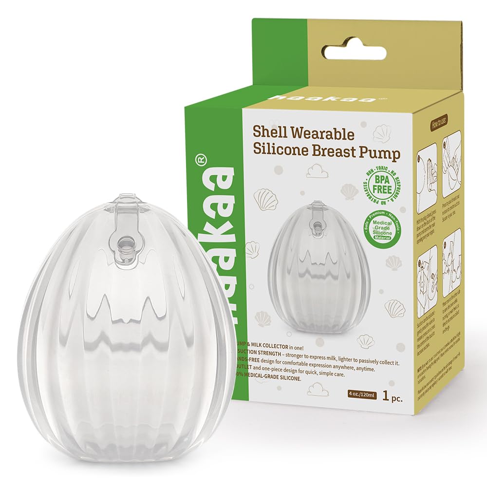 HAAKAA Conchas Sacaleches Manual Portátil Manos Libres/Colector de Leche (75 ml/2.5 oz, 120 ml/4 oz) – Silicona de Grado Médico – Compacto, Portátil y Discreto – Válvula a Prueba de Fugas