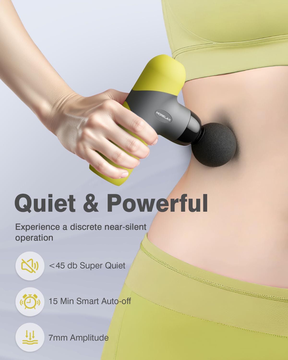 Morelax Mini Pistola De Masaje Portátil De Percusión Muscular De Tejido Profundo, Masajeador Deportivo Eléctrico De Mano Con 6 Cabezales De Masaje Y 4 Velocidades, El Mejor Regalo.