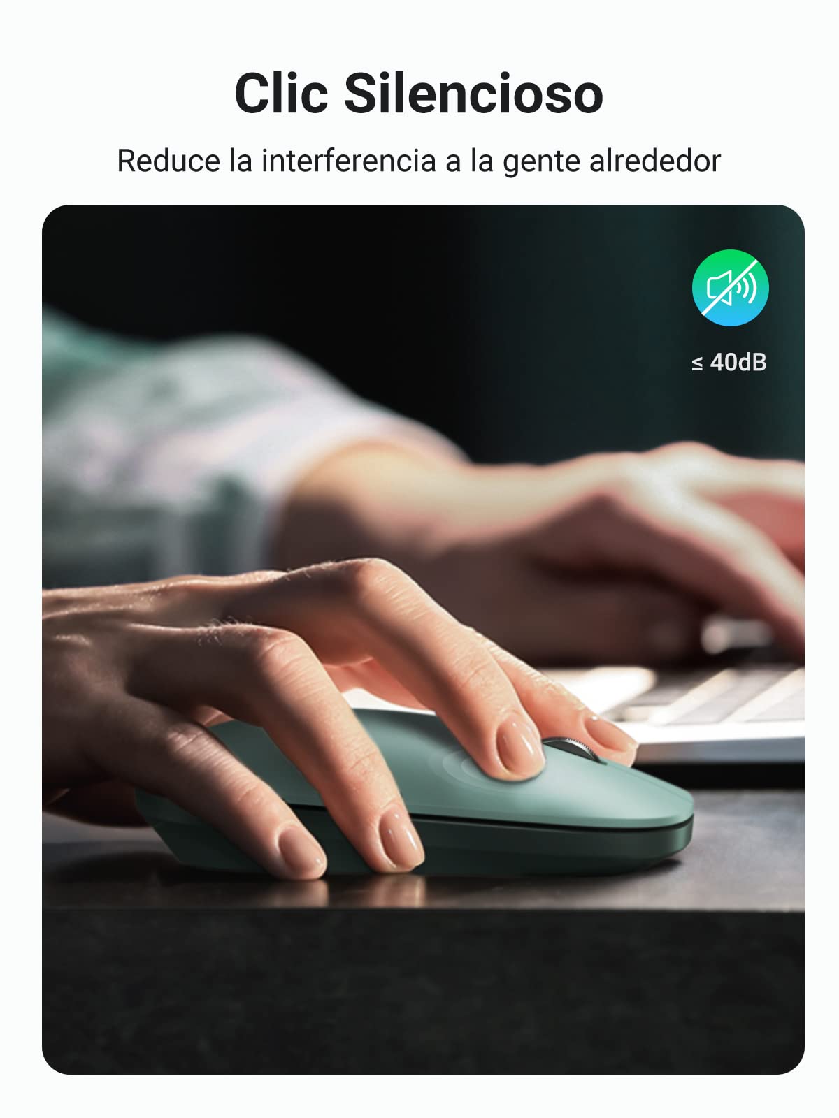 Ratón Inalámbrico UGREEN Verde Bluetooth y USB Silencioso hasta 4000 dpi