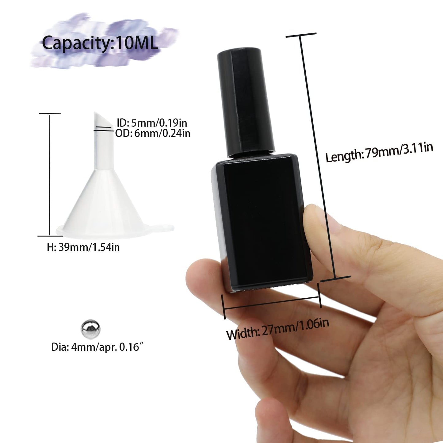 Agidea Botellas de esmalte de uñas vacías con tapa de cepillo, 15 ml,