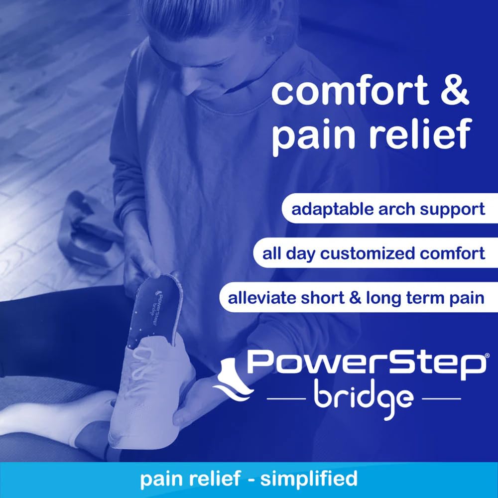 Plantillas PowerStep Azul Blanco con Soporte de Arco Adaptable para Alivio de Fascitis Plantar para Hombre y Mujer