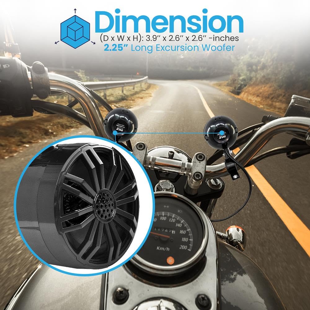 Altavoces Todoterreno PyleUsa Negro Impermeables de 2.25 Pulgadas Rango Completo para Motocicleta
