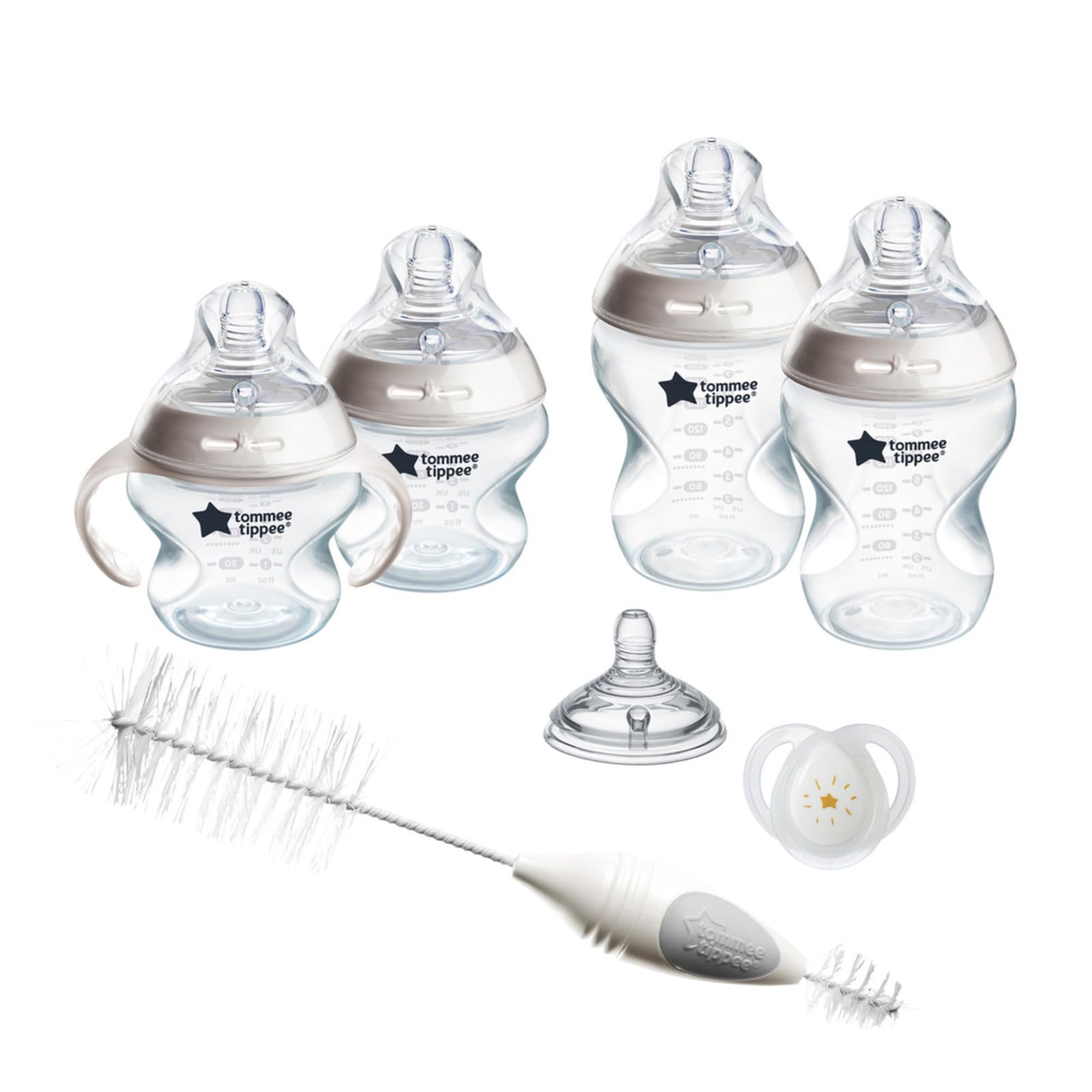 Set de Biberones Tommee Tippee Natural Start Transparente con Tetinas de Flujo Lento y Medio Autesterilizable para Bebé