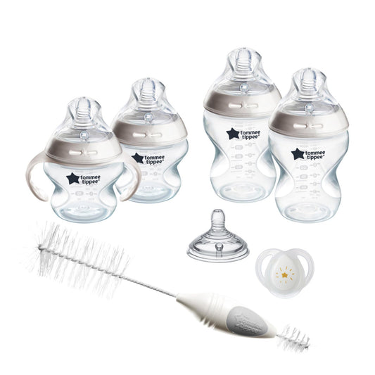 Set de Biberones Tommee Tippee Natural Start Transparente con Tetinas de Flujo Lento y Medio Autesterilizable para Bebé