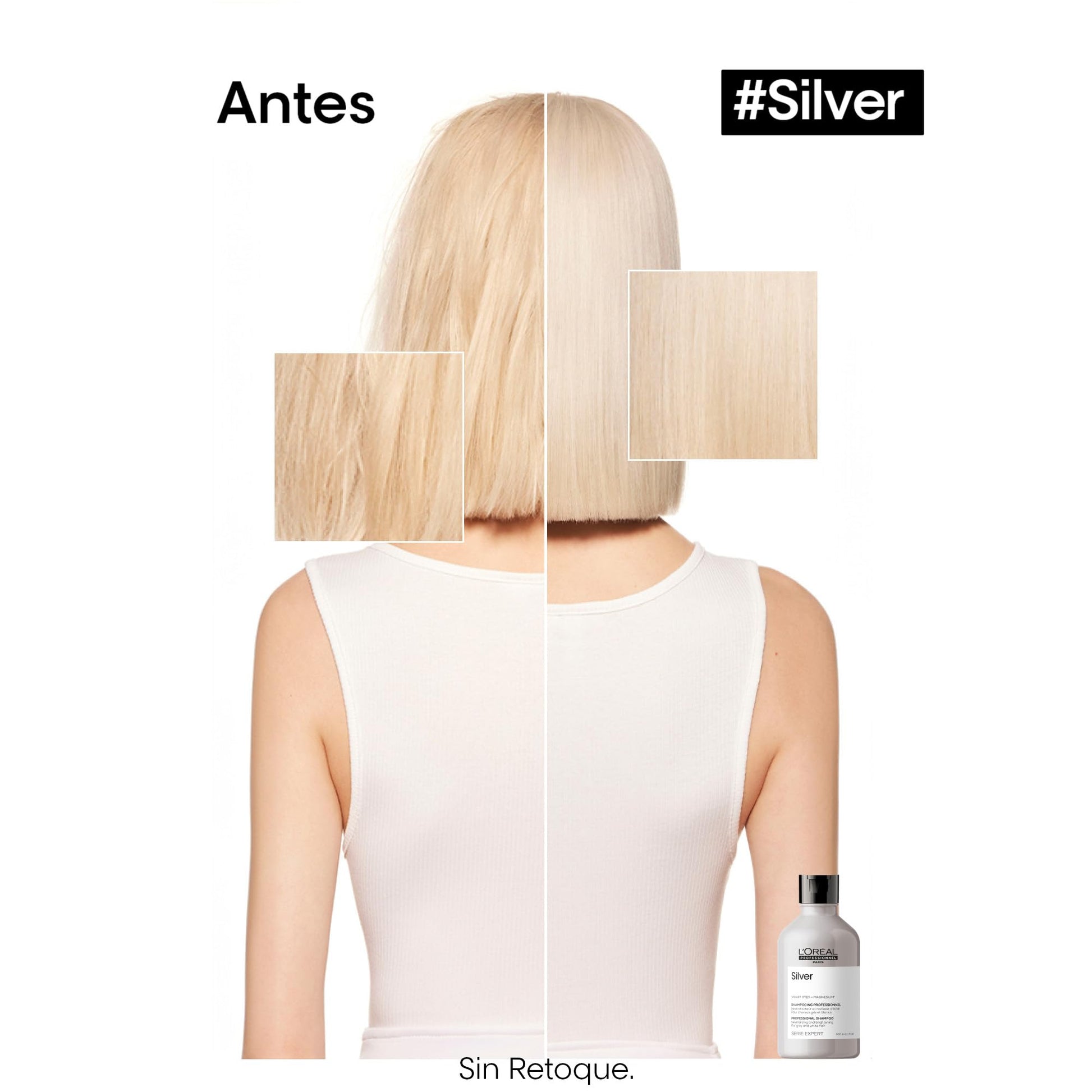 L'Oréal Professionnel Silver | Shampoo morado | Neutraliza los tonos amarillos no deseados| Para cabello gris, rubio, platinado y/o con canas | Con pigmentos morados| 300ml