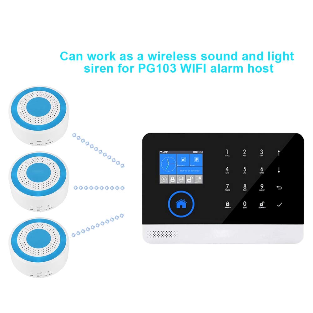 Sirena Estroboscópica Inalámbrica de 433 MHz con Alarma de Sonido y 8 Luces LED para Panel de Alarma WiFi GSM