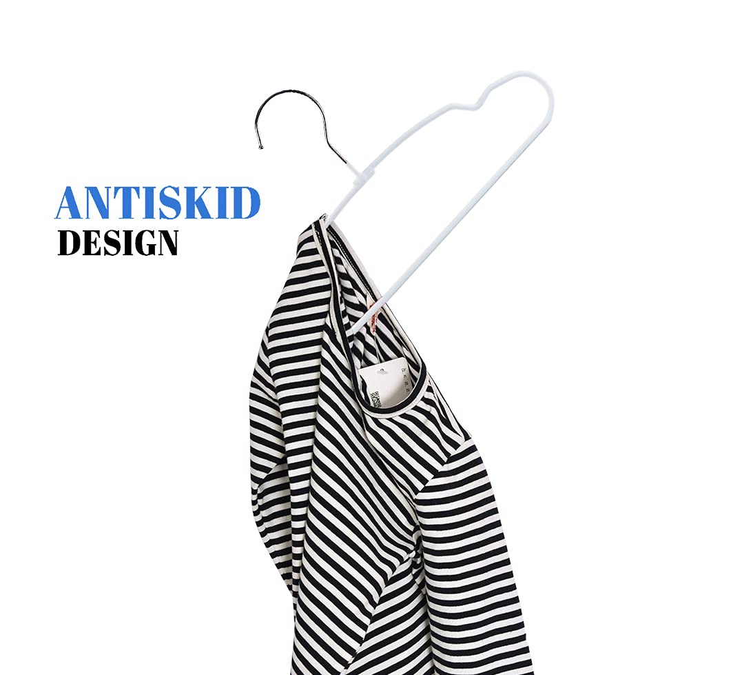 Amber Home - Paquete de 20 perchas para ropa de bebé de 11.8 pulgadas, alambre de metal resistente y bonito revestimiento blanco para niños pequeños, perchas para ropa de camisa, chamarra, pantalones