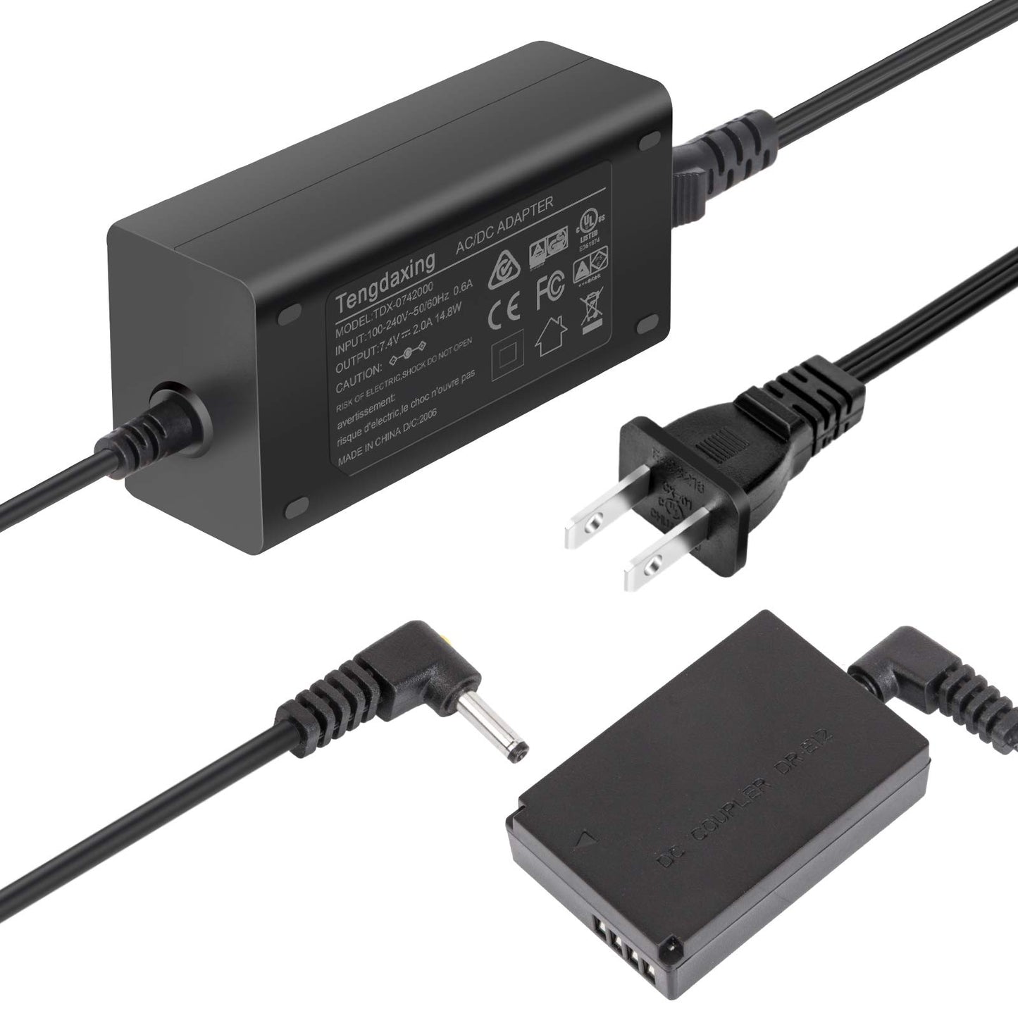 Tengdaxing ACK-E12 Adaptador de corriente LP-E12 Kit de batería simulada con cable para cámaras Canon EOS M, M2, M10, M50, M50 Mark II, M100, M200, Kiss M, M2