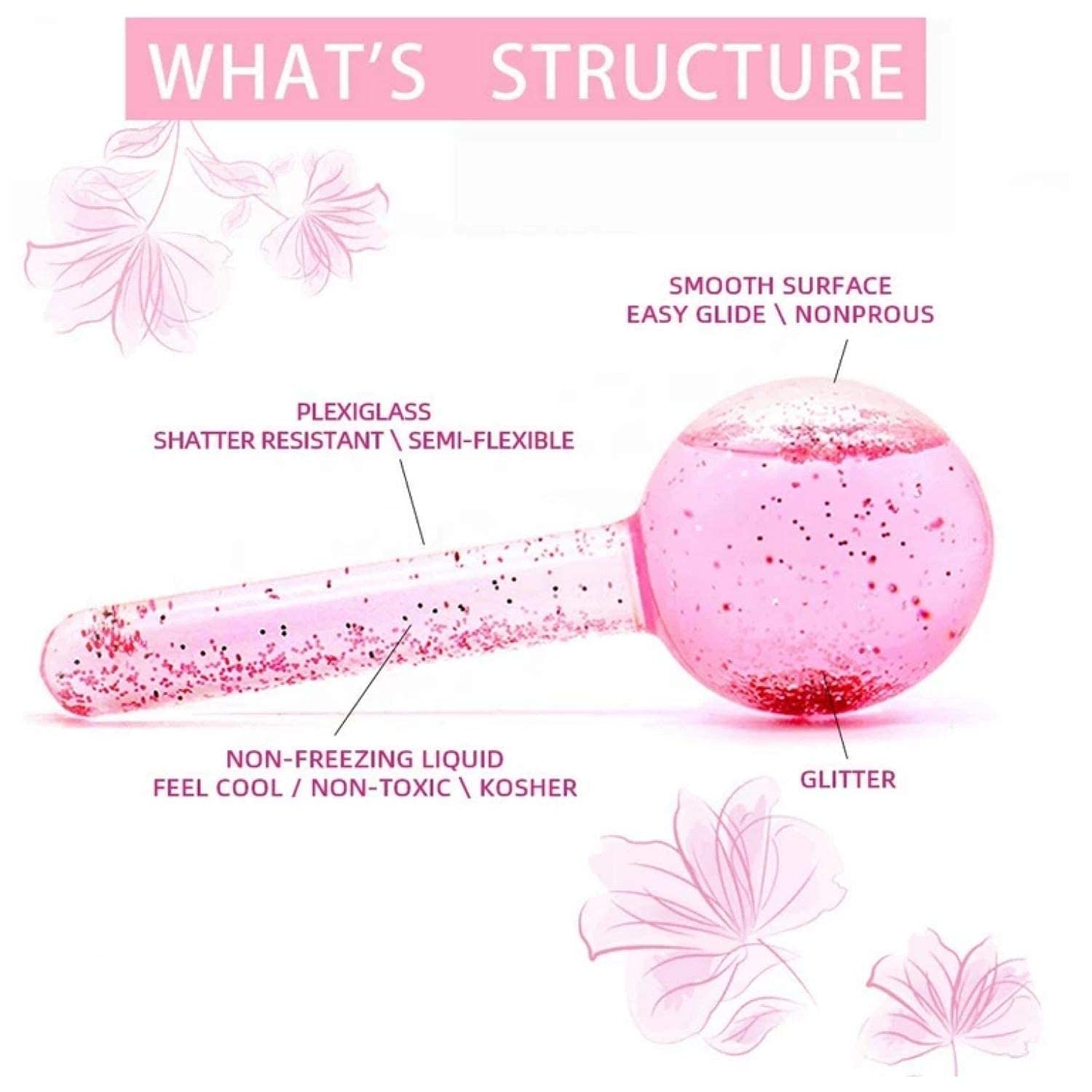 Juego de bolas de hielo para rostros fríos, bolas de hielo para rostros fríos, bolas de refrigeración para rostro, bolas mágicas para rutinas de belleza diarias en el hogar, spa, juego de 2 bolas de hielo de cara fría (rosa)