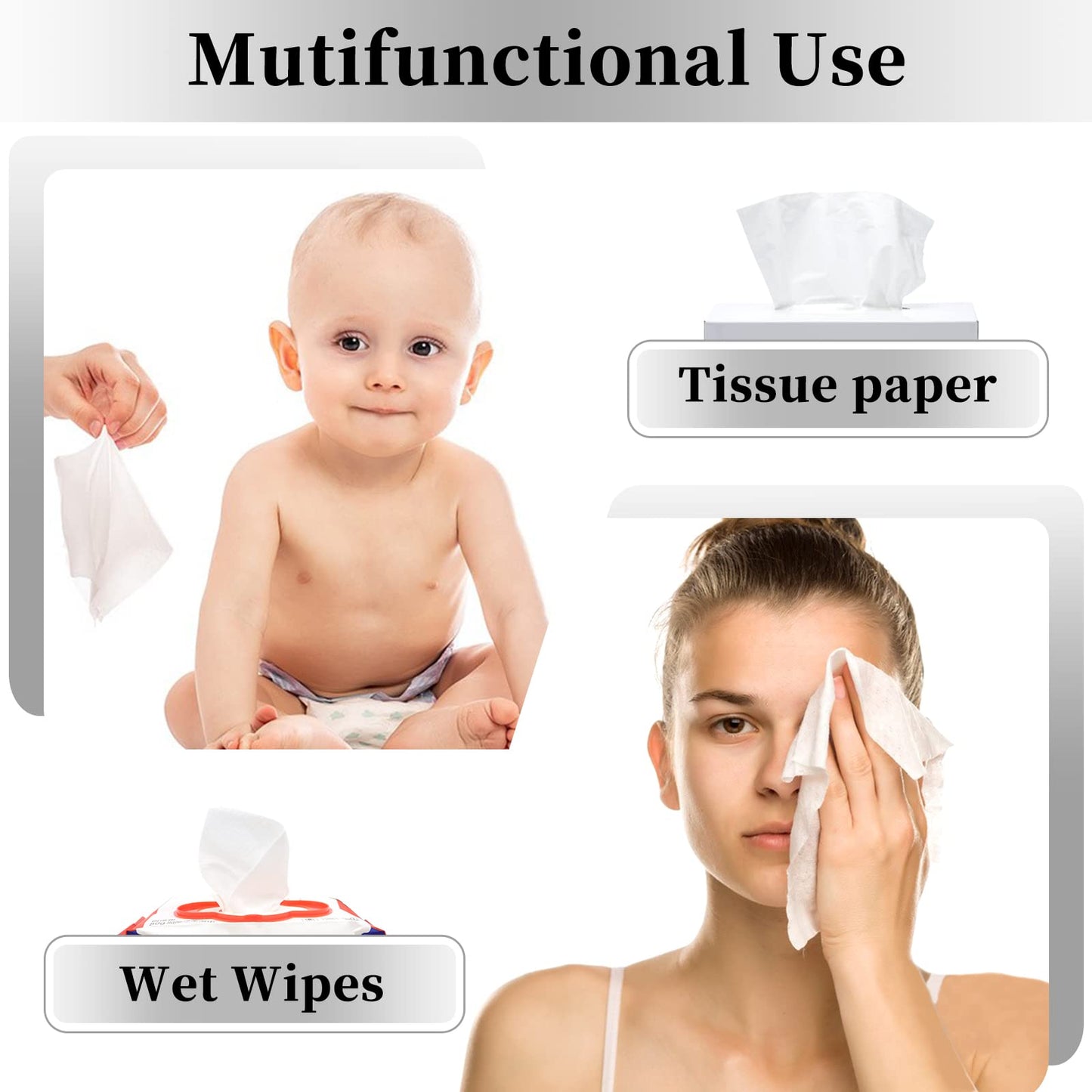 Dispensador de toallitas para bebé, soporte para toallitas de pañales con tapa, contenedor recargable con diseño de sellado, caja de almacenamiento para toallitas desechables para baño, mantiene las toallitas frescas, fácil de abrir y cerrar
