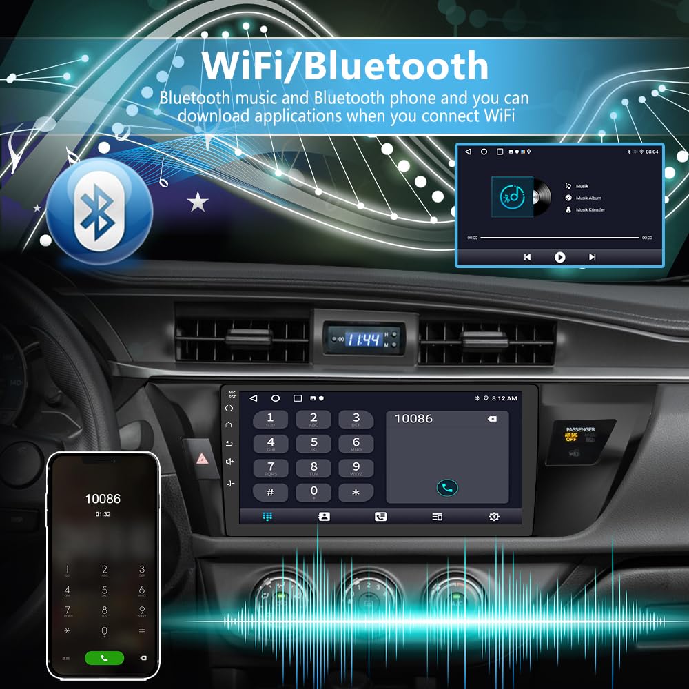Vratzn Android 13 Radio de coche estéreo para Toyota Corolla 2014 2015 2016 con Carplay Android cámara de respaldo automático Bluetooth