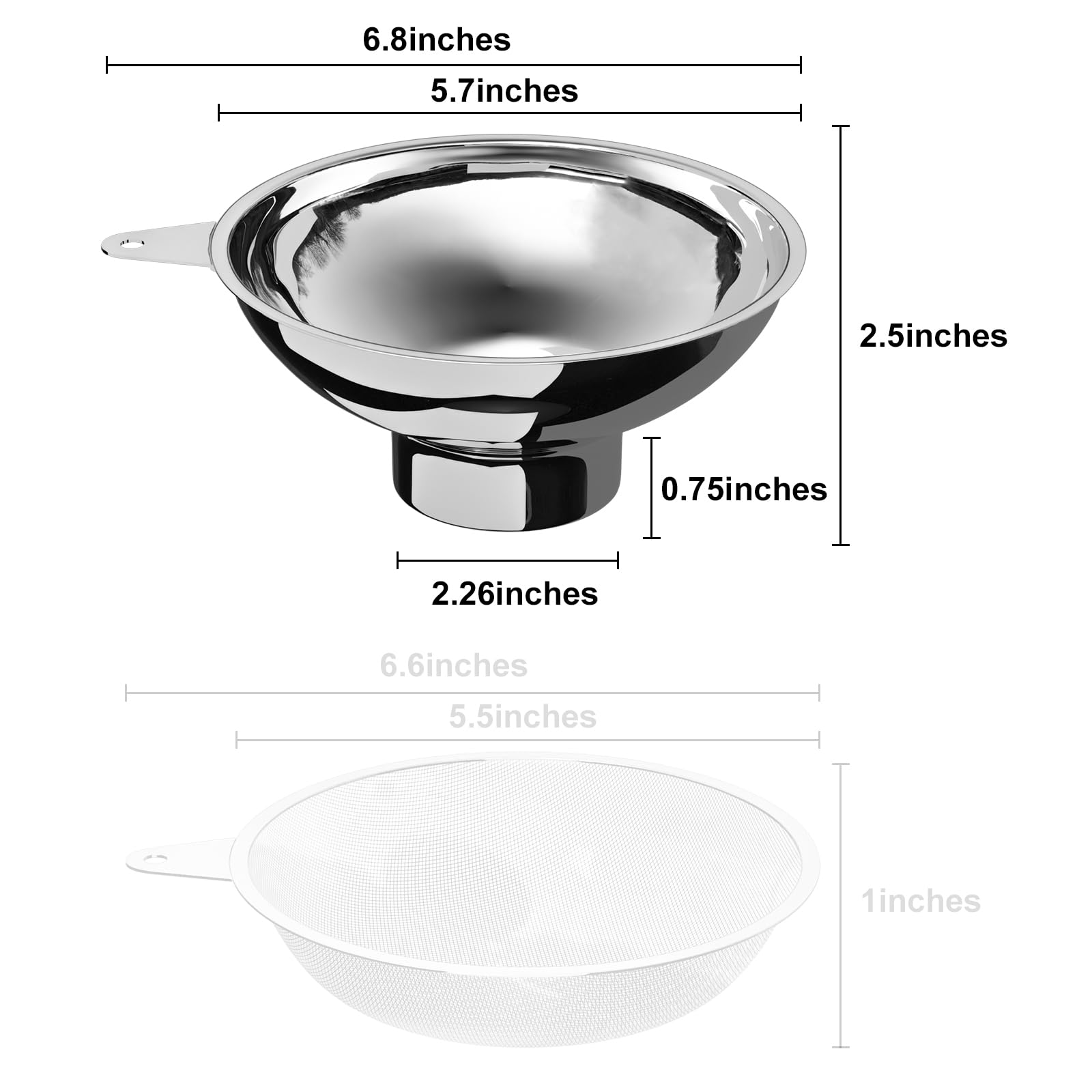 Embudo de Enlatado Serinar Acero Inoxidable Relleno de Cocina sin Filtro