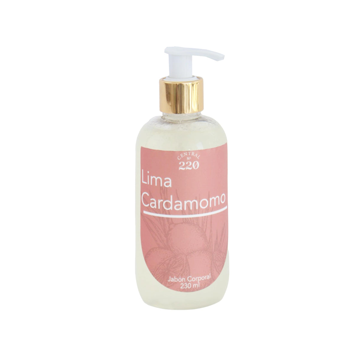 Central 220 | Jabón Corporal Lima Cardamomo | Limpieza Suave y Refrescante con Aroma Cítrico y Especiado | 230ml