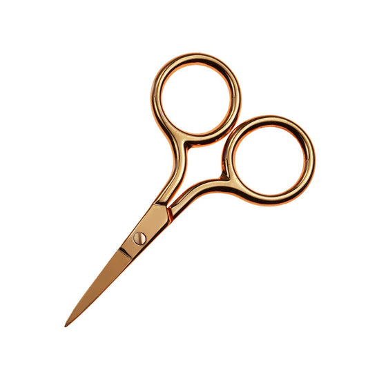 Tijeras de Pelo Facial Motanar Dorado Curvadas y Redondeadas Medianas