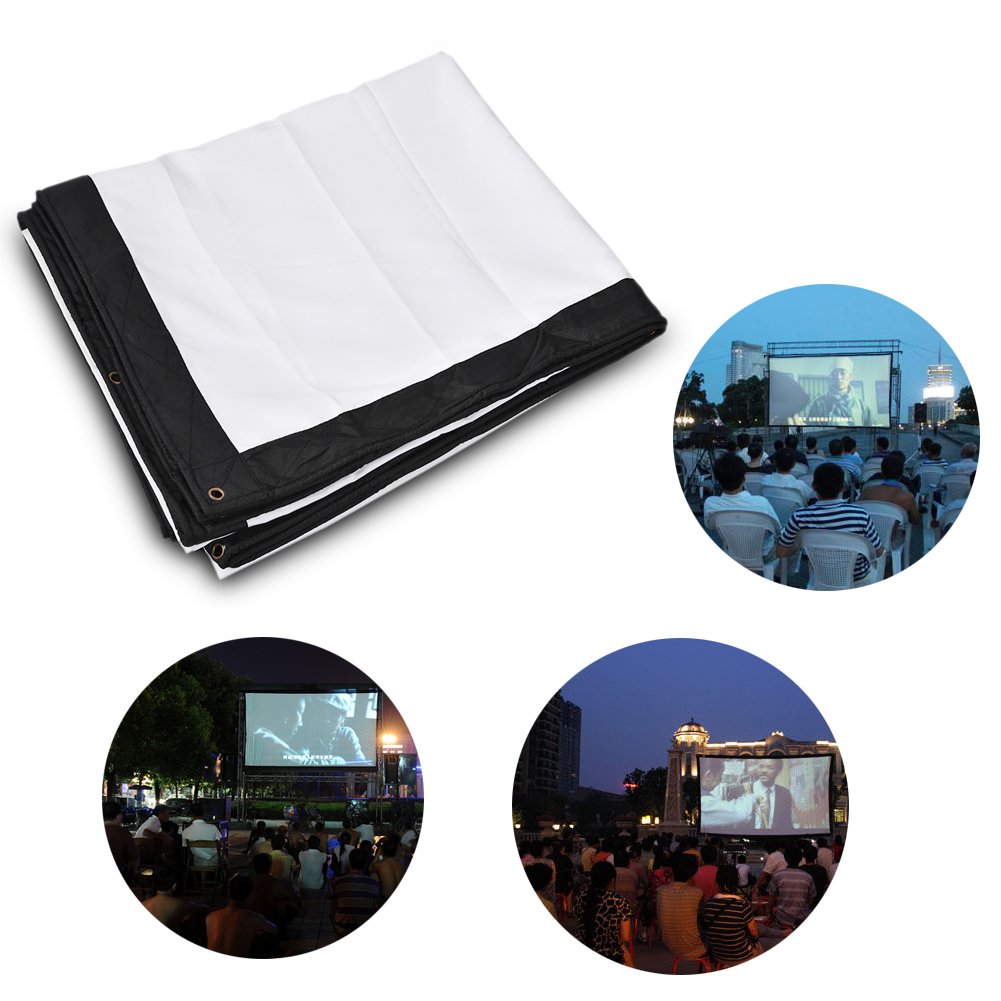 Pantalla de proyección de película de pared de 200 pulgadas, 16:9 HD, plegable, antiarrugas, portátil, pantalla de proyector de películas para cine en casa, exterior e interior, compatible con