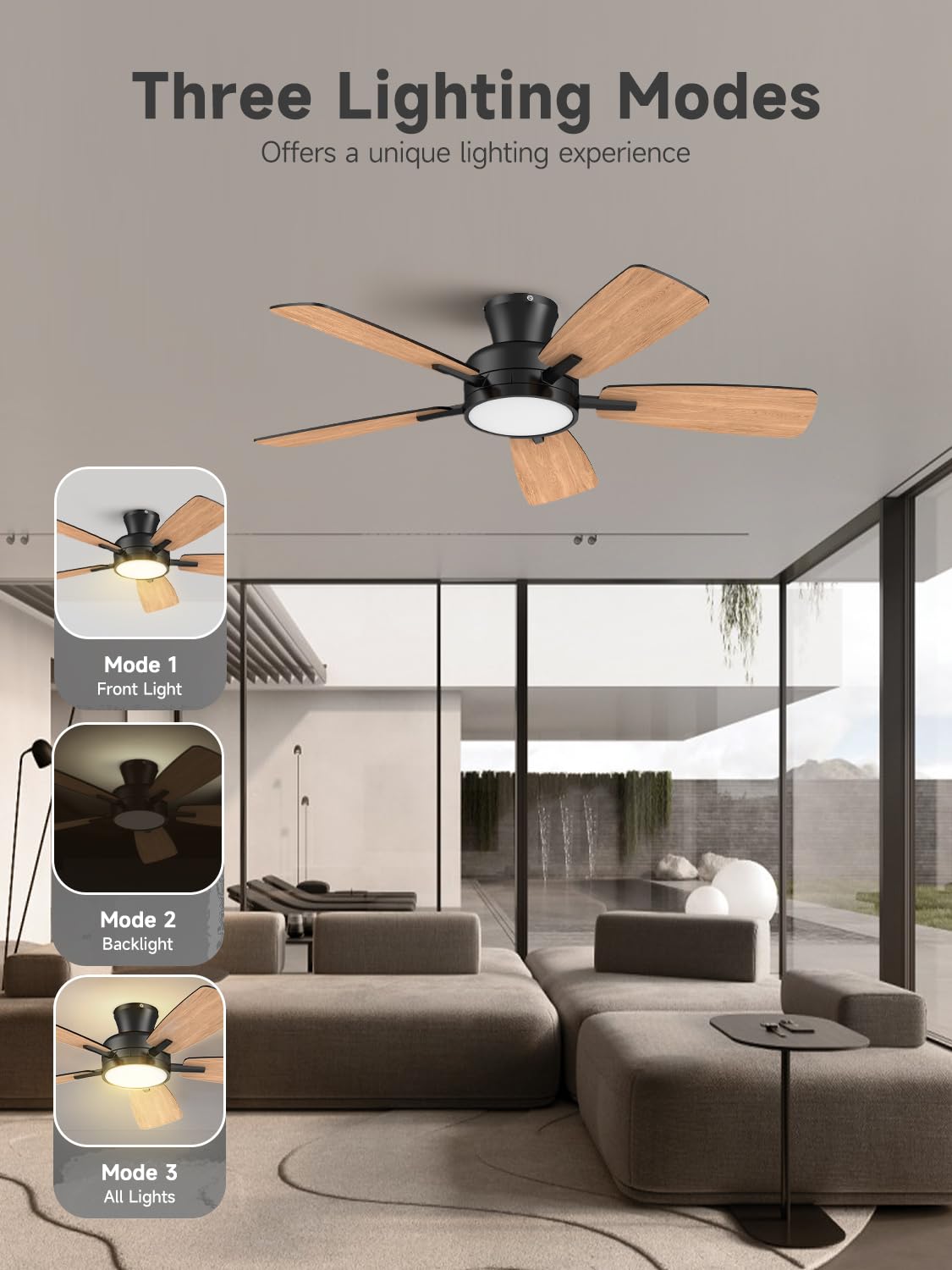 Ventilador de Techo TALOYA negro de 46 Pulgadas con Luz y Control Remoto Regulable para Dormitorio