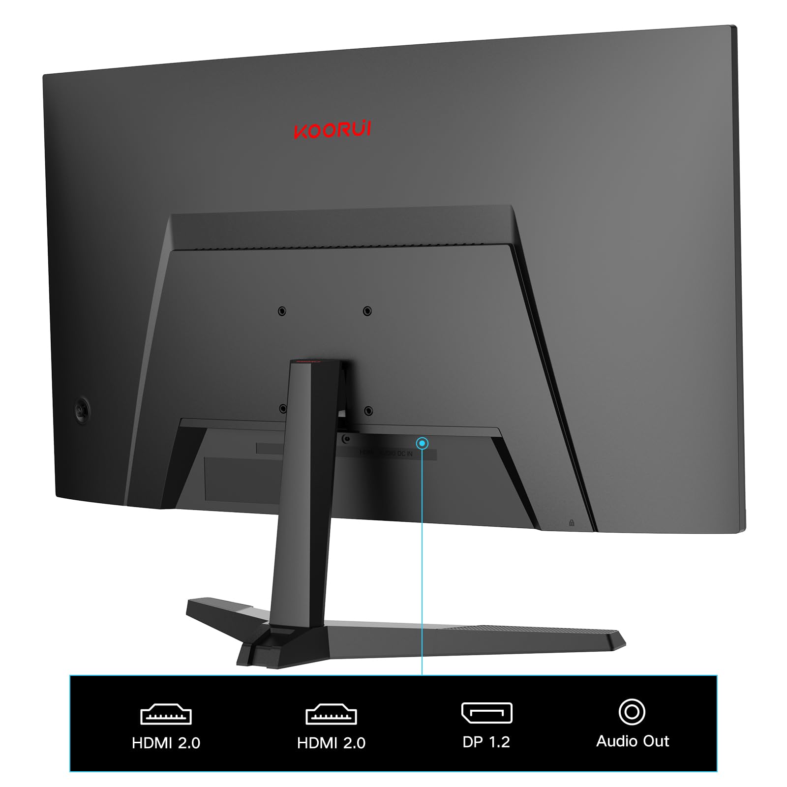KOORUI Monitor de computadora Curvado de 24 Pulgadas, 180Hz FHD 1080P, visualización de 1 ms, 1500R VA, sincronización adaptativa, FreeSync Premium, HDR10, HDMI2.0X2 y DP1.2, Compatible con VESA
