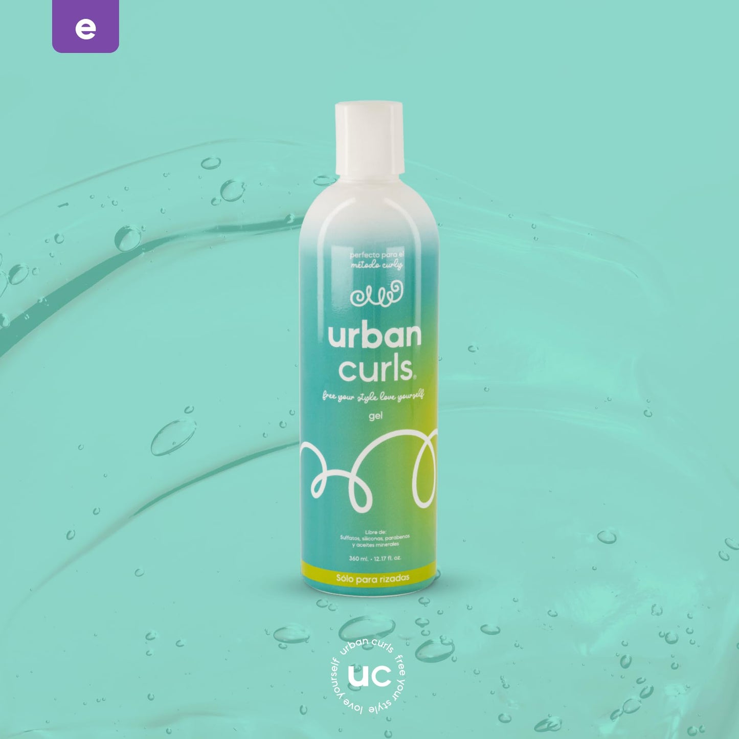 URBAN CURLS Gel para Definir Rizos con Aloe Vera 360 ml – Fijación Suave y Control de Frizz – Sin Sulfatos Parabenos Siliconas ni Aceites Minerales – 100% Natural y Orgánico para Cabello Rizado