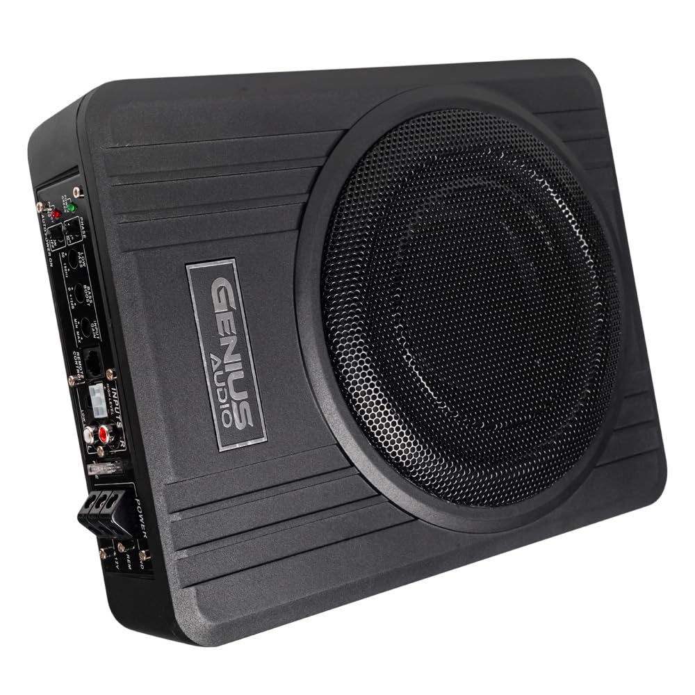 Genius Bocina Plana Tipo subwoofer Amplificado G-WA038 para Debajo de Asiento de Carro/Woofer Activo Compacto