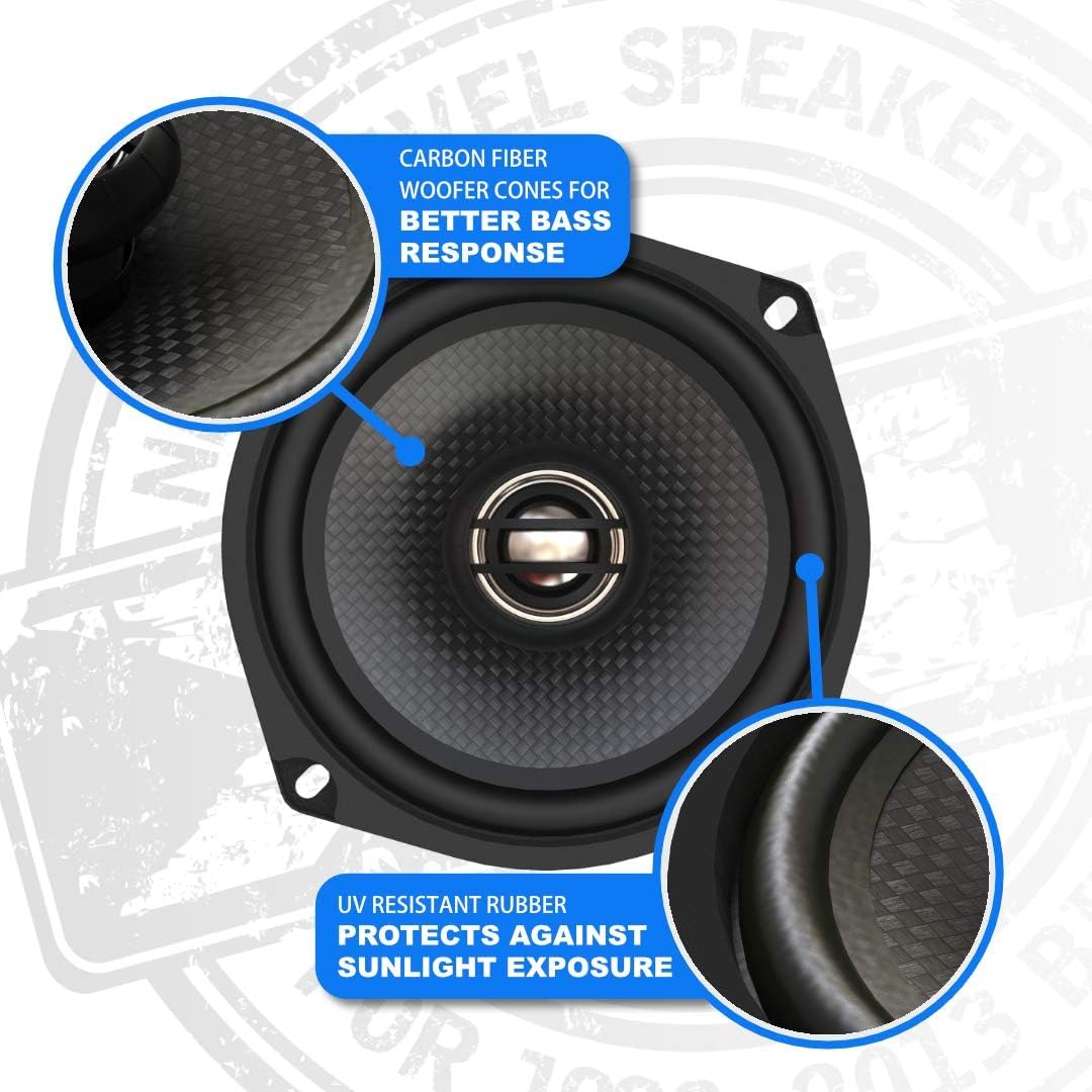 Hogtunes 352-XLF Altavoces frontales de alto rendimiento de la serie XL de 5.25 pulgadas con parrillas (paquete de 2), se adapta a motocicletas Harley-Davidson 1998-2013