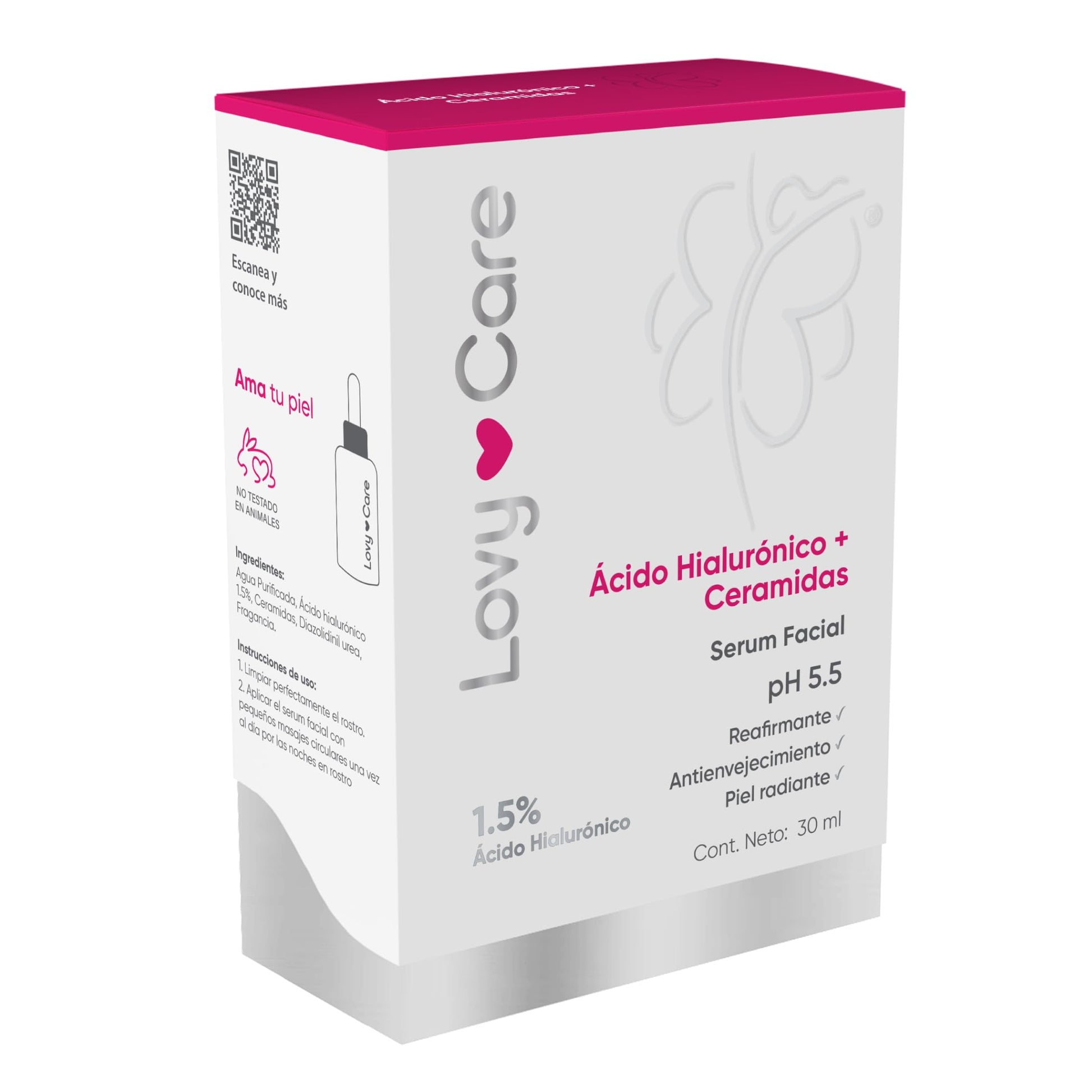 Lovy Care Ácido Hialurónico + Ceramidas Serum Facial pH 5.5 1.5 Ácido Hialurónico