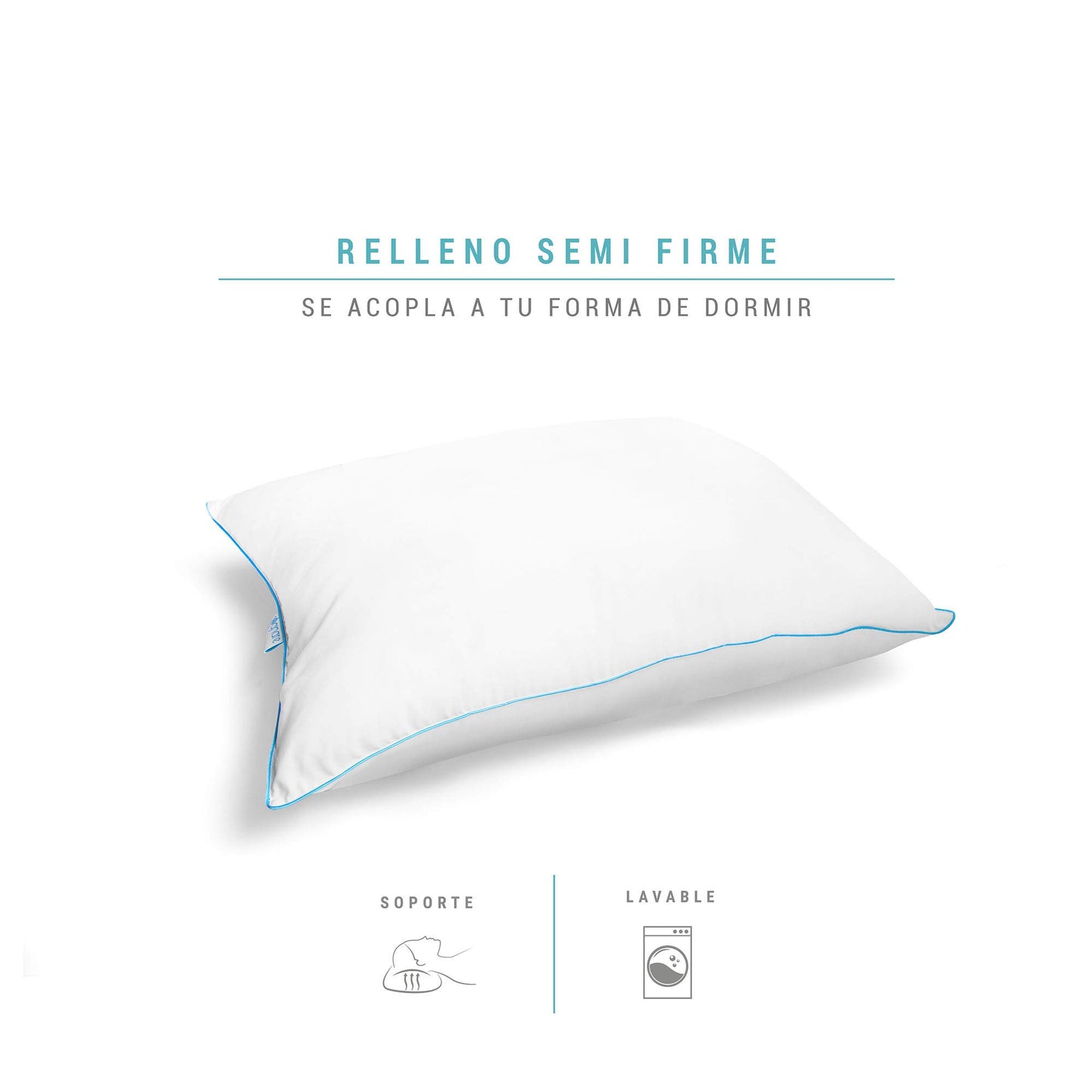 Almohada Sognare Nuo Estándar Relleno Semi Firme con Microfibras de Gel Lavable Hipoalergénica 6 Pack
