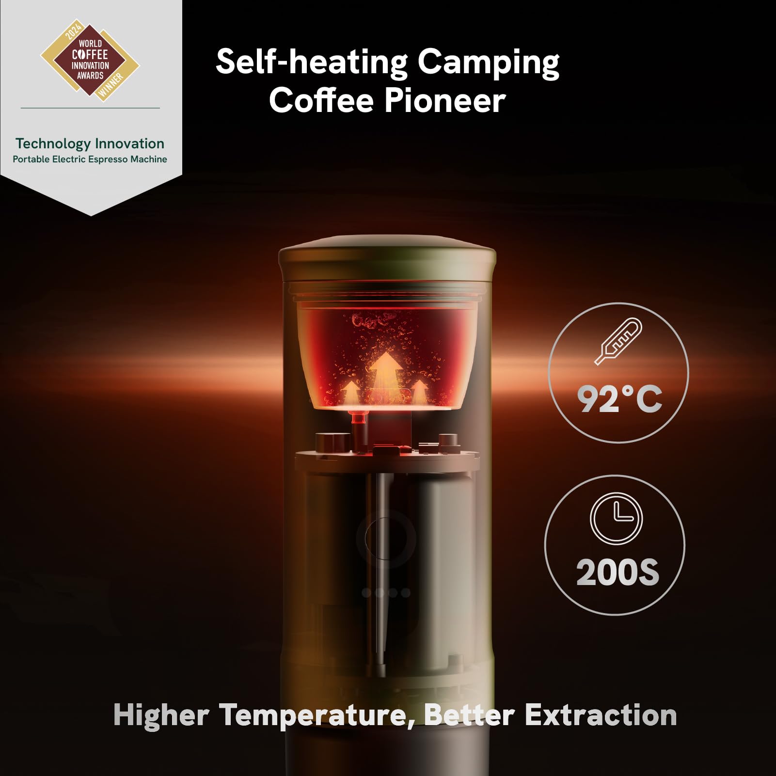 Outin nano cafetera eléctrica portátil, cafetera de campamento, autocalentada por cafetera para vehículos usb - c, Autocaravana con café molido y cápsulas ns, senderismo, Oficina