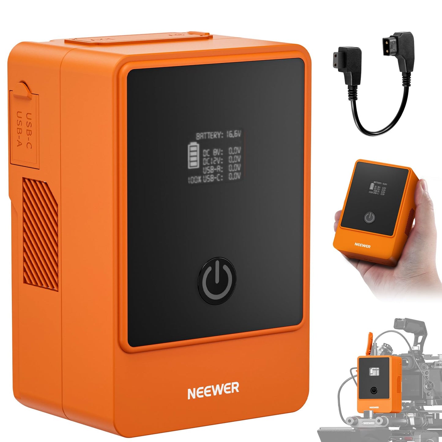 Batería Mini V Mount NEEWER Naranja 6800mAh 99Wh 14.5V para Videocámara Compatible con SmallRig BMPCC 4k 6k