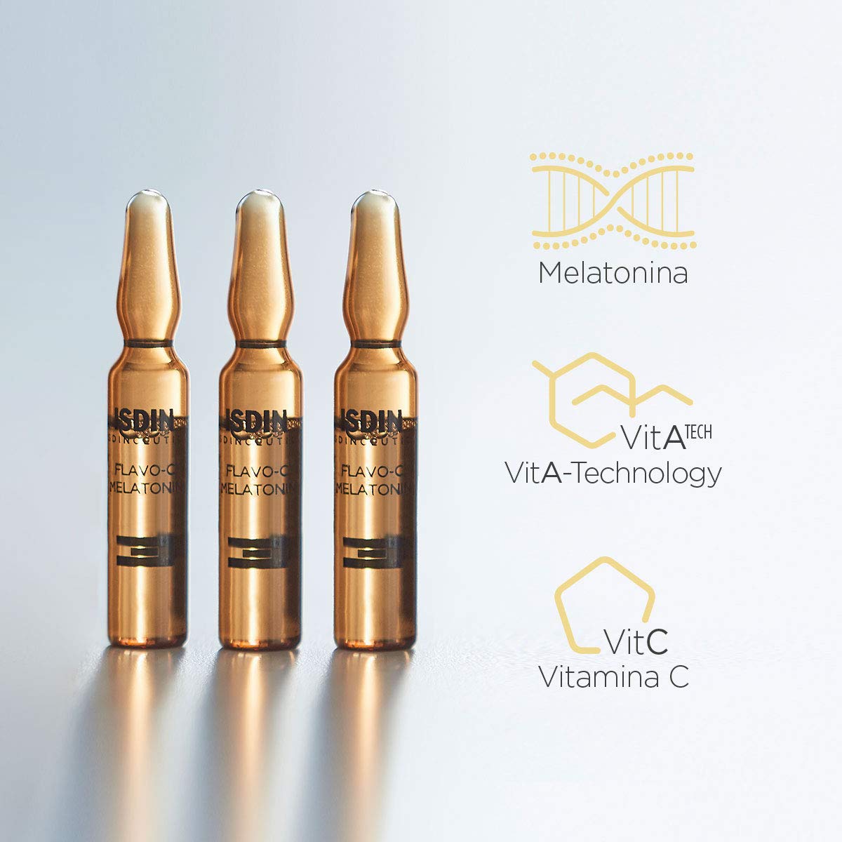 ISDIN Isdinceutics Flavo-C Melatonin Sérum Reparador de Noche, Ayuda a Estimular las Defensas Antioxidantes de la Piel Durante la Noche Monodosis 30 x 2ml