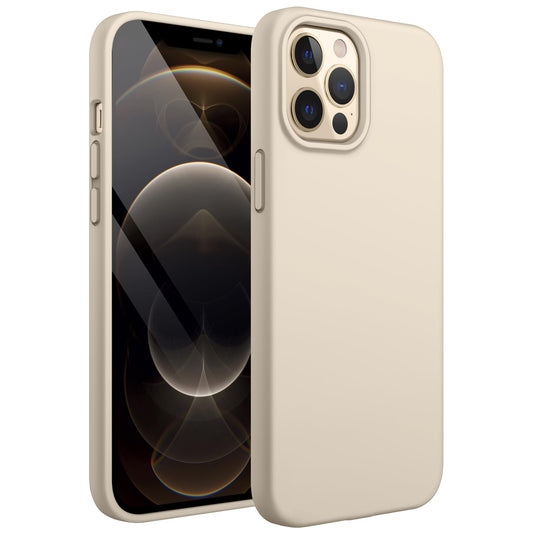 JETech Funda Silicona para iPhone 12 Pro MAX 6.7 Pulgadas, Protectora de Cuerpo Completo con Tacto Suave y Sedoso, Antigolpes Carcasa con Forro de Microfibra (Oro)