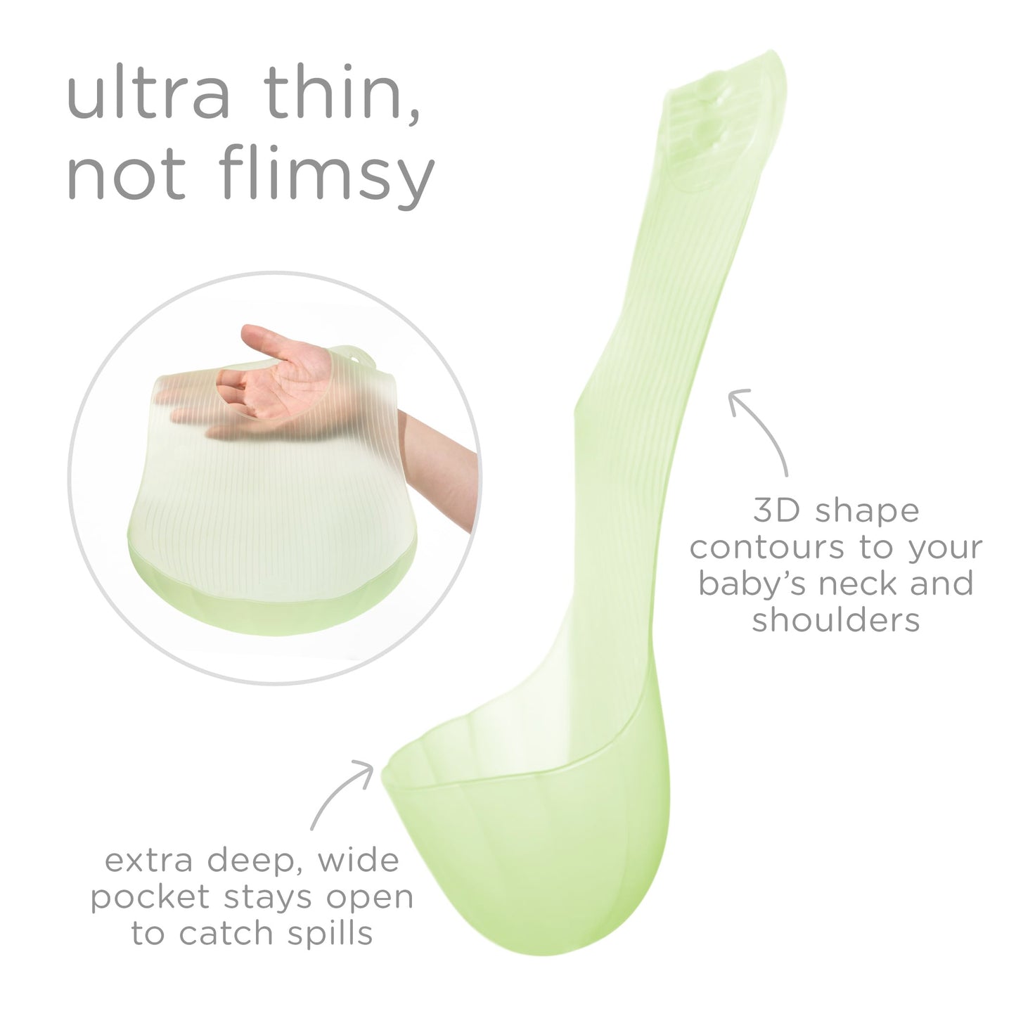 Olababy Fold N Go - Babero de silicona para bebé con funda de viaje, suave, ligero, impermeable, para bebés y niños pequeños, sin BPA (2 baberos + 2 fundas de viaje, arándano/perla)