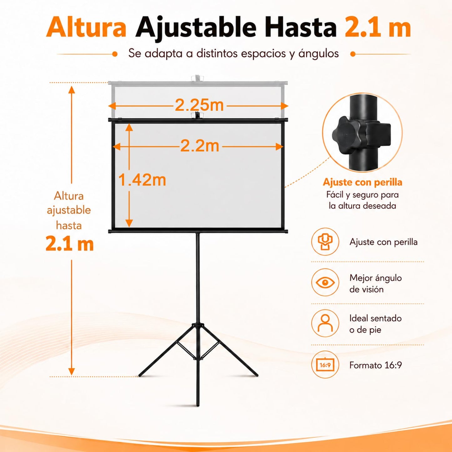 Eorkeki Projection Screen M 1 M Pantalla Proyector Pulgadas, Pantalla